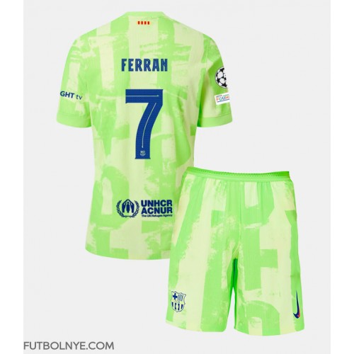 Camiseta Barcelona Ferran Torres #7 Tercera Equipación para niños 2024-25 manga corta (+ pantalones cortos)